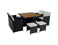 Záhradný nábytok z umelého ratanu Melford - čierna / krémová / prírodná