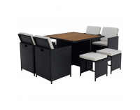 Záhradný nábytok z umelého ratanu Melford - čierna / krémová / prírodná