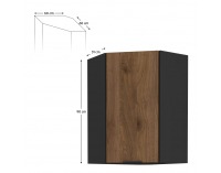 Horná rohová kuchynská skrinka Menzo 60x60 GN-90 1F - čierna / orech