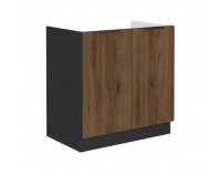 Drezová kuchynská skrinka Menzo 80 ZL 2F BB - čierna / orech