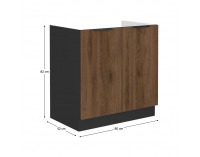 Drezová kuchynská skrinka Menzo 80 ZL 2F BB - čierna / orech