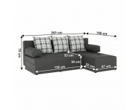 Rohová sedačka s rozkladom a úložným priestorom Mexx P - sivá / vzor