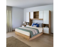 Manželská posteľ s roštom a nadstavcom Milaga 160x200 cm - biela vysoký lesk