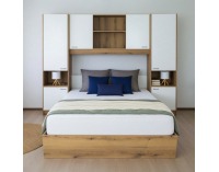 Manželská posteľ s roštom a nadstavcom Milaga 160x200 cm - biela vysoký lesk