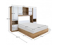 Manželská posteľ s roštom a nadstavcom Milaga 160x200 cm - biela vysoký lesk