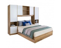 Manželská posteľ s roštom a nadstavcom Milaga 160x200 cm - biela vysoký lesk