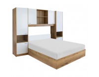 Manželská posteľ s roštom a nadstavcom Milaga 160x200 cm - biela vysoký lesk