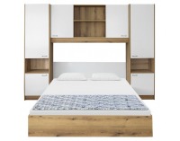 Manželská posteľ s roštom a nadstavcom Milaga 160x200 cm - biela vysoký lesk