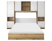 Manželská posteľ s roštom a nadstavcom Milaga 160x200 cm - biela vysoký lesk