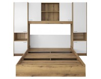 Manželská posteľ s roštom a nadstavcom Milaga 160x200 cm - biela vysoký lesk