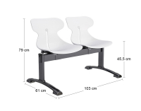 Plastová lavica (2-miestna) do čakární Mineta 2 - biela / čierna