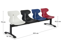 Plastová lavica (4-miestna) do čakární Mineta 4 - kombinácia farieb / čierna
