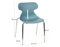 Stohovateľná stolička Mineta 4L - svetlomodrá / chróm