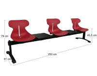 Plastová lavica (3-miestna) do čakární Mineta 5T - červená / čierna