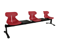 Plastová lavica (3-miestna) do čakární Mineta 5T - červená / čierna