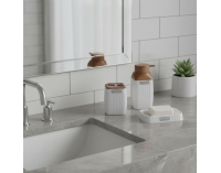 Sada kúpeľňových doplnkov (5 ks) Mirko Typ 2 - biela / hnedá