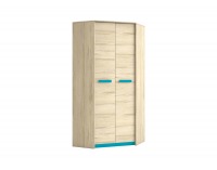 Rohová šatníková skriňa Best 1 - dub divoký / biela linea / sivá