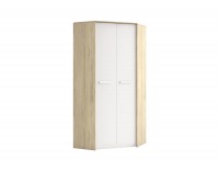 Rohová šatníková skriňa Best 1 - dub divoký / biela linea / sivá