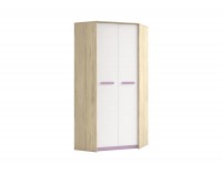 Rohová šatníková skriňa Best 1 - dub divoký / biela linea / sivá