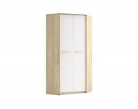 Rohová šatníková skriňa Best 1 - dub divoký / biela linea / sivá