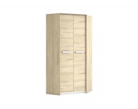 Rohová šatníková skriňa Best 1 - dub divoký / biela linea / sivá