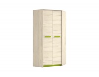 Rohová šatníková skriňa Best 1 - dub divoký / biela linea / sivá