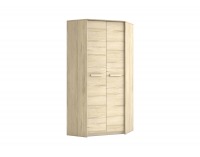 Rohová šatníková skriňa Best 1 - dub divoký / biela linea / sivá