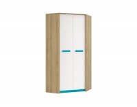 Rohová šatníková skriňa Best 1 - dub divoký / biela linea / sivá