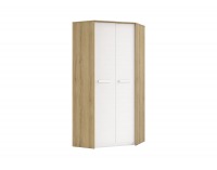 Rohová šatníková skriňa Best 1 - dub divoký / biela linea / sivá