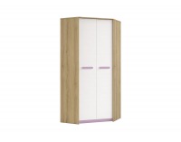 Rohová šatníková skriňa Best 1 - dub divoký / biela linea / sivá