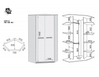 Rohová šatníková skriňa Best 1 - dub divoký / biela linea / sivá