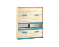 Komoda Best 7 - dub divoký / biela linea / sivá