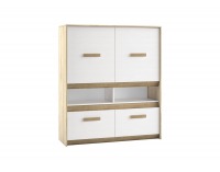 Komoda Best 7 - dub divoký / biela linea / sivá