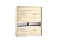 Komoda Best 7 - dub divoký / biela linea / sivá