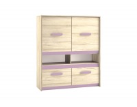 Komoda Best 7 - dub divoký / biela linea / sivá