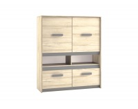 Komoda Best 7 - dub divoký / biela linea / sivá