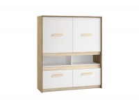 Komoda Best 7 - dub divoký / biela linea / sivá