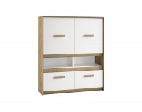 Komoda Best 7 - dub divoký / biela linea / sivá