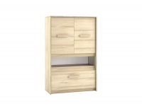 Komoda Best 8 - dub divoký / biela linea / sivá