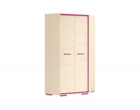 Rohová šatníková skriňa Bonti 1 - jaseň eko / ružová