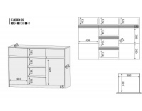 Komoda Fjord F 5 - dub San Remo / biela linea