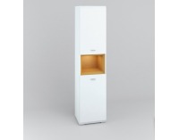 Policová skriňa Nati 2 - biely lesk / dub svetlý / biela