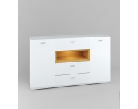 Komoda Nati 4 - biely lesk / dub svetlý / biela