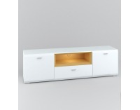 TV stolík Nati 6 - biely lesk / dub svetlý / biela