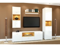 TV stolík Nati 6 - biely lesk / dub svetlý / biela