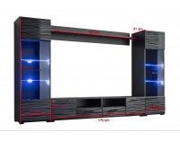 Obývacia stena s osvetlením Modica - čierna / sahara lesk