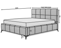 Čalúnená manželská posteľ s roštom Molina 160 - svetlosivá