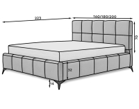 Čalúnená manželská posteľ s roštom Molina 180 - svetlosivá