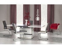 Rozkladací jedálenský stôl Monaco - biely lesk / sivá