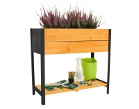 Vyvýšený záhon s policou Monto Typ 1 - prírodná / čierna